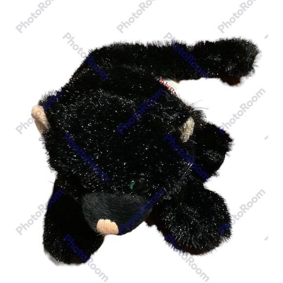 Gantz Webkinz Shimmery Black Cat Green Eyes Long Tail Soft Plush Stuffed Animal - Picture 3 of 12